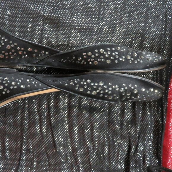 VALENTINO GARAVANI Black Rhinestone Embellished Ballet Flats driving loafers - Picture 8 of 14